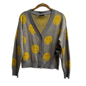 Nikka K Women's Grey V-Neck Cardigan Sweater Size S Cotton Acrylic Blend